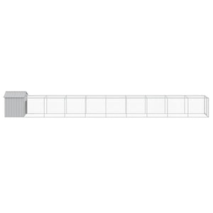vidaXL Chicken Coop with Run Light Gray 117x1017x123 cm Galvanized Steel