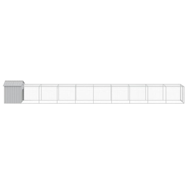 vidaXL Chicken Coop with Run Light Gray 117x1017x123 cm Galvanized Steel