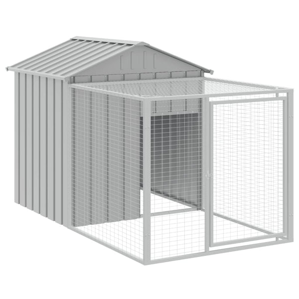 vidaXL Chicken Coop with Run Light Gray 117x1017x123 cm Galvanized Steel