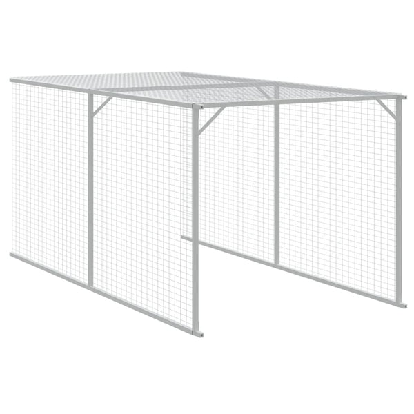 vidaXL Chicken Coop with Run Light Gray 117x1017x123 cm Galvanized Steel