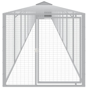 vidaXL Chicken Coop with Run Light Grey 117x1221x123 cm Galvanised Steel