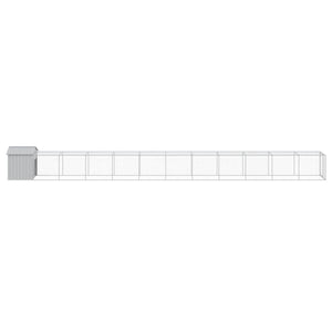 vidaXL Chicken Coop with Run Light Grey 117x1221x123 cm Galvanised Steel