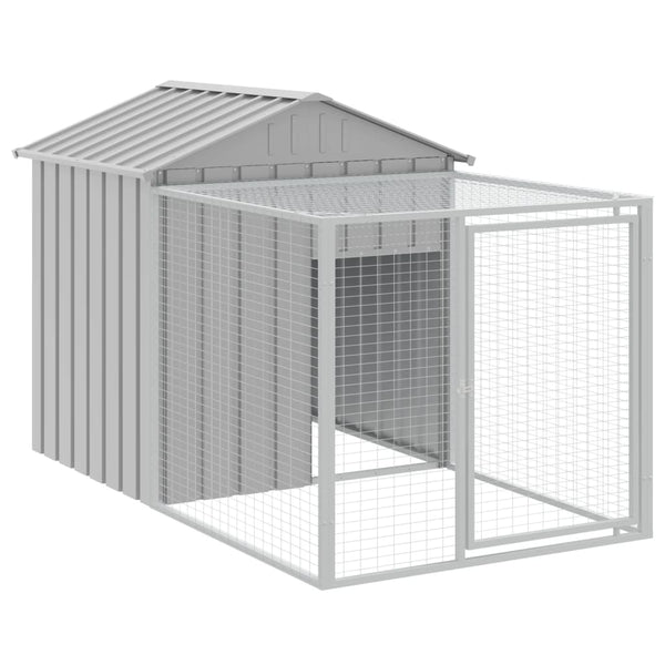 vidaXL Chicken Coop with Run Light Grey 117x1221x123 cm Galvanised Steel