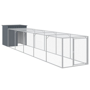 vidaXL Chicken Coop with Run Anthracite 110x609x110 cm Galvanized Steel