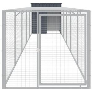 vidaXL Chicken Coop with Run Anthracite 110x609x110 cm Galvanized Steel