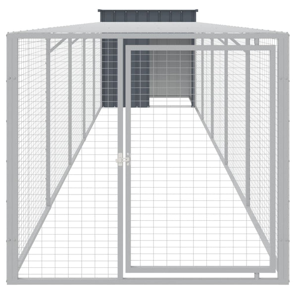 vidaXL Chicken Coop with Run Anthracite 110x609x110 cm Galvanized Steel