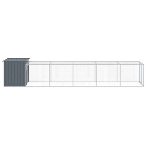 vidaXL Chicken Coop with Run Anthracite 110x609x110 cm Galvanized Steel