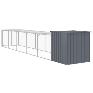 vidaXL Chicken Coop with Run Anthracite 110x609x110 cm Galvanized Steel