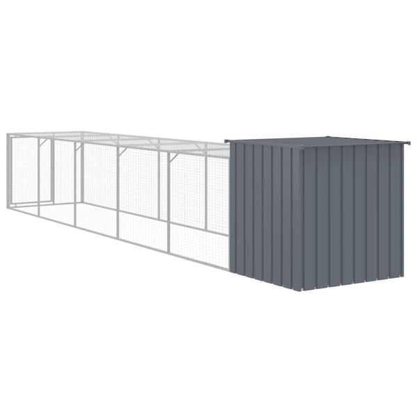 vidaXL Chicken Coop with Run Anthracite 110x609x110 cm Galvanized Steel