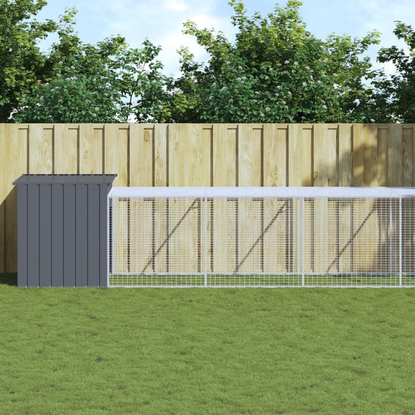 vidaXL Chicken Coop with Run Anthracite 110x609x110 cm Galvanized Steel