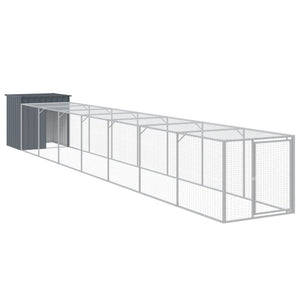 vidaXL Chicken Coop with Run Anthracite 110x813x110 cm Galvanized Steel