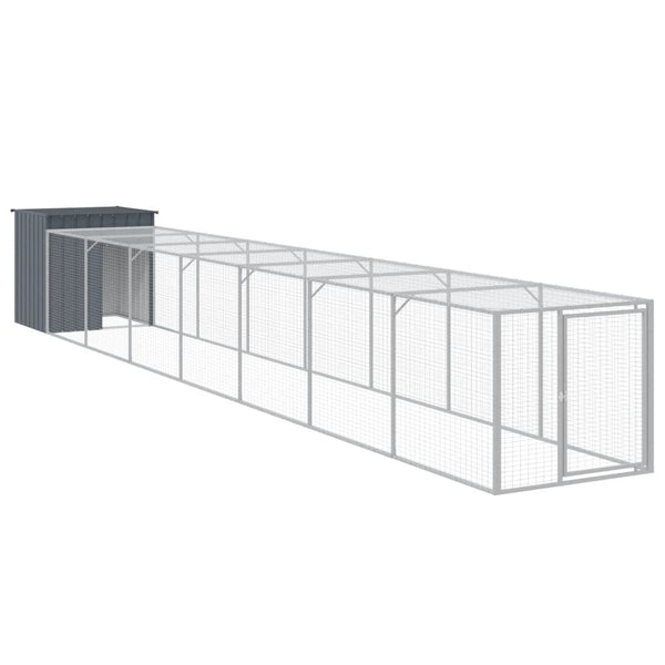 vidaXL Chicken Coop with Run Anthracite 110x813x110 cm Galvanized Steel