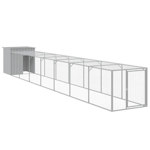 vidaXL Chicken Coop with Run Light Gray 110x813x110 cm Galvanized Steel