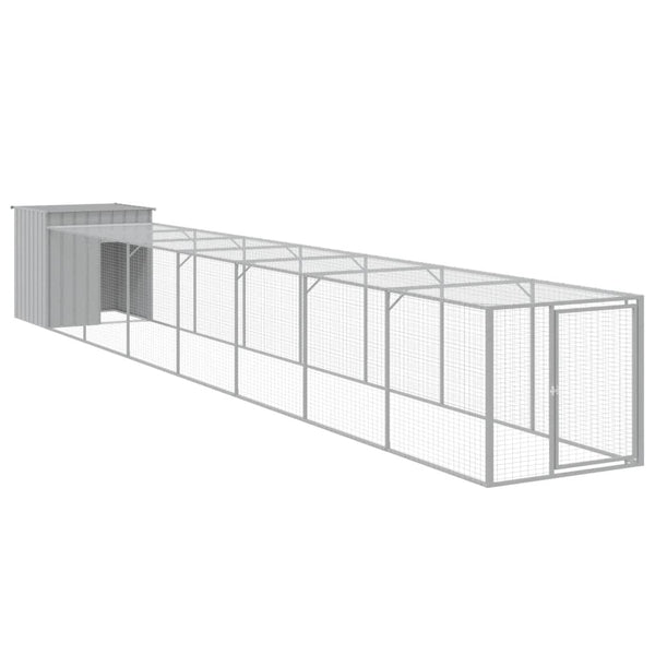 vidaXL Chicken Coop with Run Light Gray 110x813x110 cm Galvanized Steel