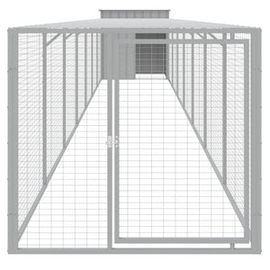 vidaXL Chicken Coop with Run Light Gray 110x813x110 cm Galvanized Steel