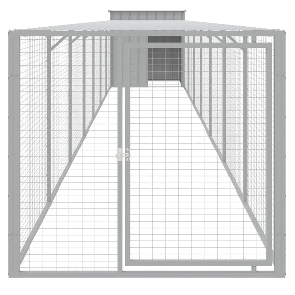 vidaXL Chicken Coop with Run Light Gray 110x813x110 cm Galvanized Steel