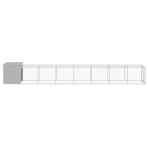 vidaXL Chicken Coop with Run Light Gray 110x813x110 cm Galvanized Steel
