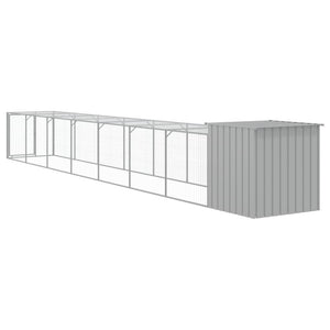 vidaXL Chicken Coop with Run Light Gray 110x813x110 cm Galvanized Steel