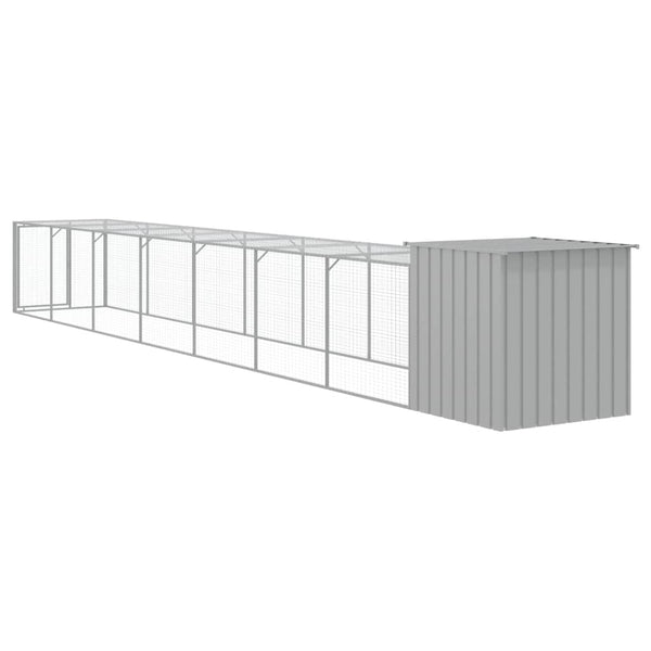 vidaXL Chicken Coop with Run Light Gray 110x813x110 cm Galvanized Steel