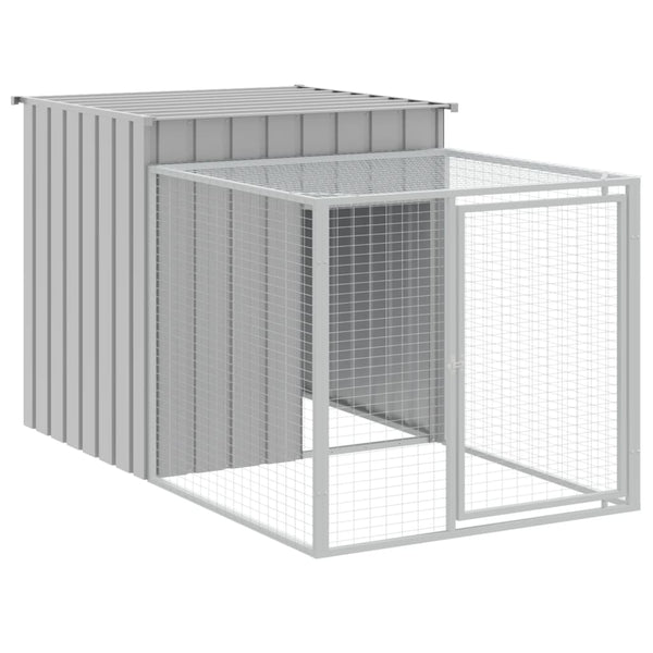 vidaXL Chicken Coop with Run Light Gray 110x813x110 cm Galvanized Steel