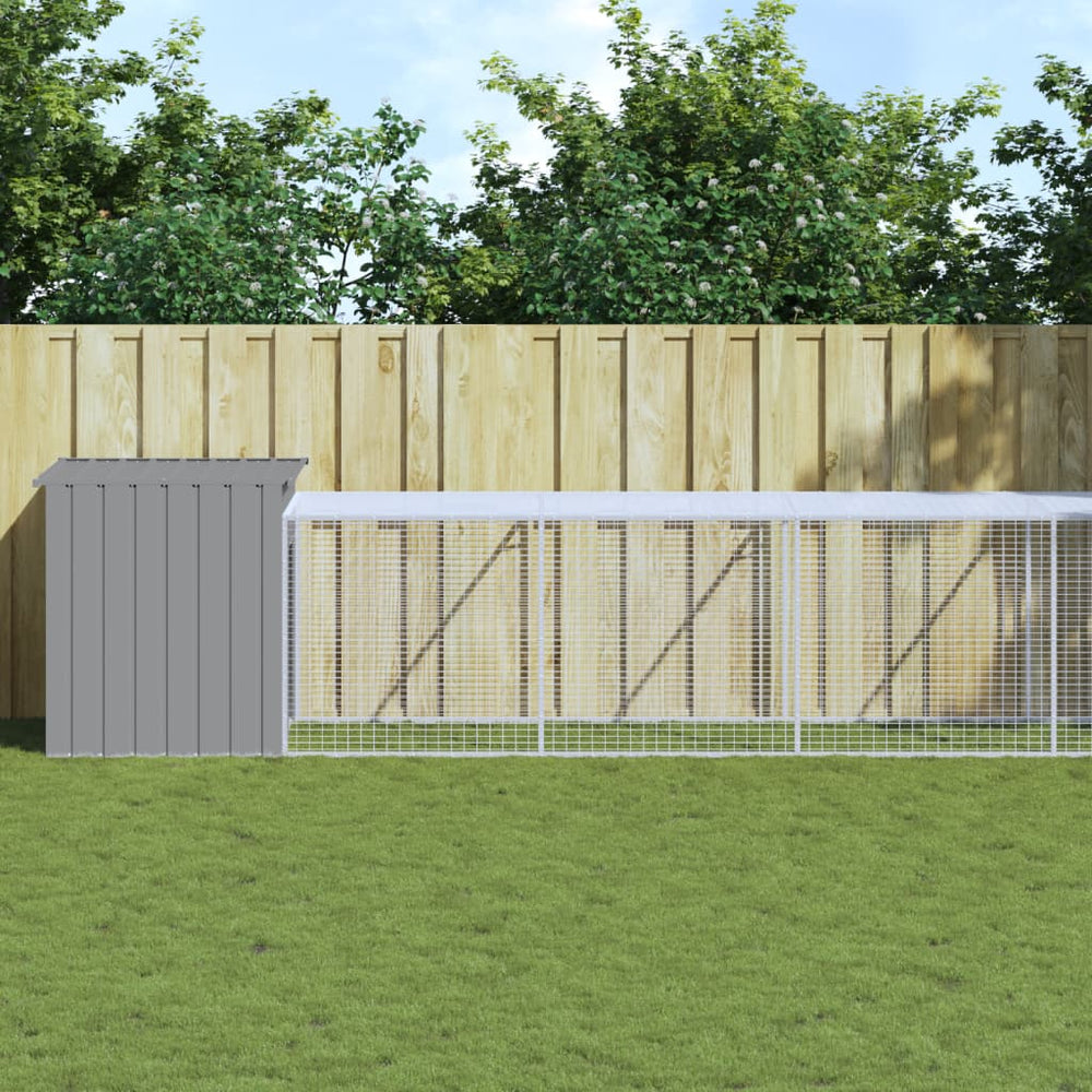 vidaXL Chicken Coop with Run Light Gray 110x813x110 cm Galvanized Steel