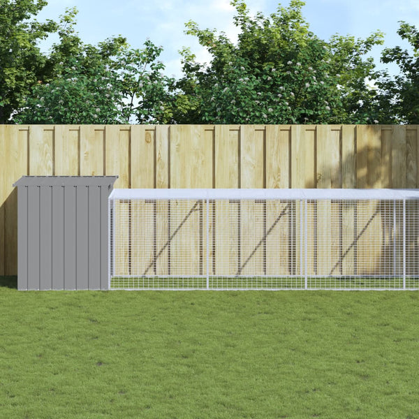 vidaXL Chicken Coop with Run Light Gray 110x813x110 cm Galvanized Steel