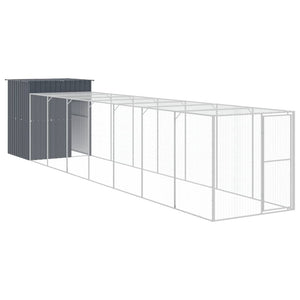 vidaXL Chicken Coop with Run Anthracite 165x863x181 cm Galvanized Steel