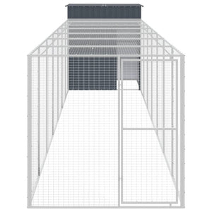 vidaXL Chicken Coop with Run Anthracite 165x863x181 cm Galvanized Steel
