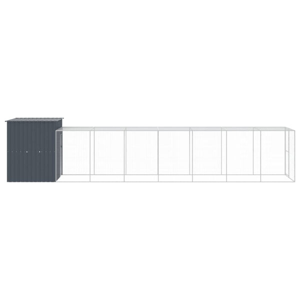 vidaXL Chicken Coop with Run Anthracite 165x863x181 cm Galvanized Steel