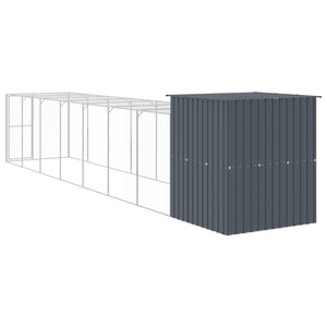 vidaXL Chicken Coop with Run Anthracite 165x863x181 cm Galvanized Steel