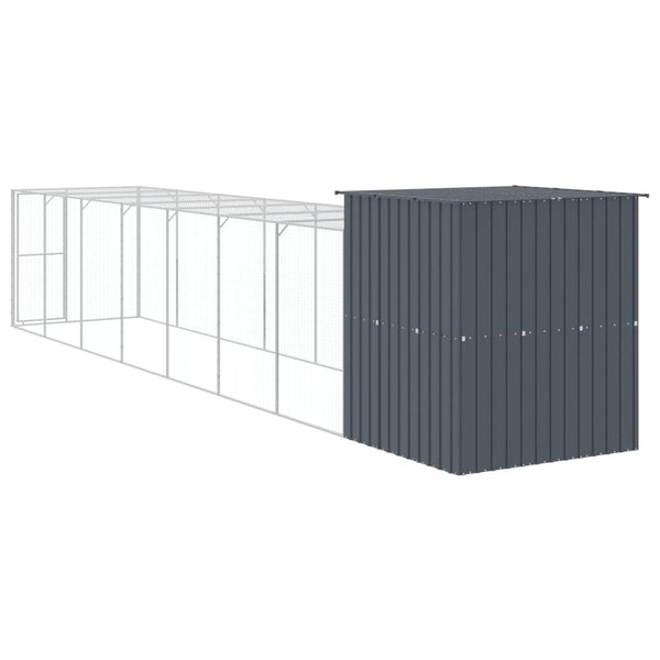vidaXL Chicken Coop with Run Anthracite 165x863x181 cm Galvanized Steel