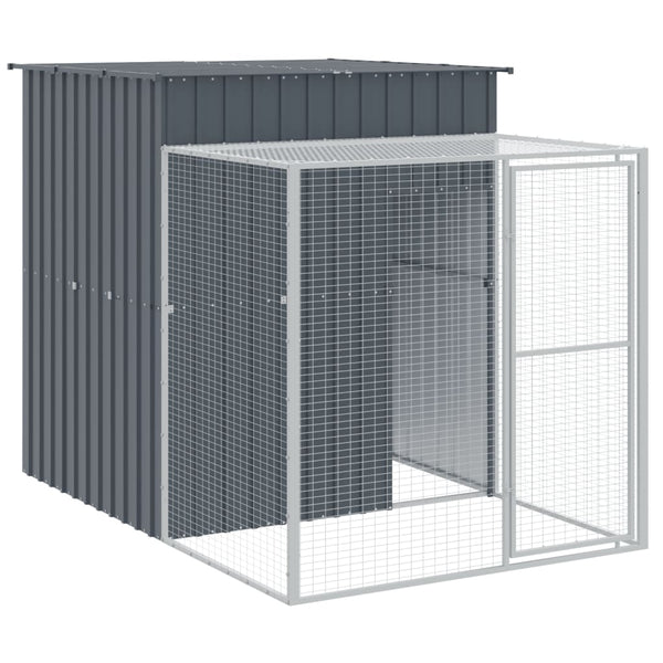 vidaXL Chicken Coop with Run Anthracite 165x863x181 cm Galvanized Steel