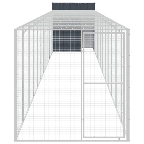 vidaXL Chicken Coop with Run Anthracite 165x1271x181cm Galvanized Steel