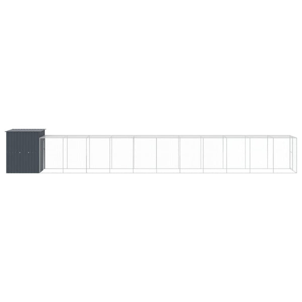 vidaXL Chicken Coop with Run Anthracite 165x1271x181cm Galvanized Steel