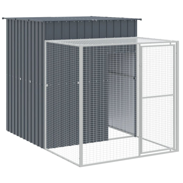 vidaXL Chicken Coop with Run Anthracite 165x1271x181cm Galvanized Steel