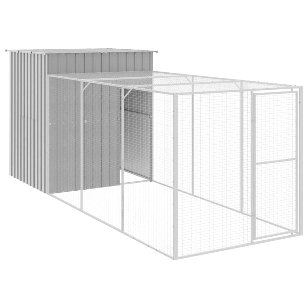 vidaXL Chicken Coop with Run Light Gray 165x455x181 cm Galvanized Steel