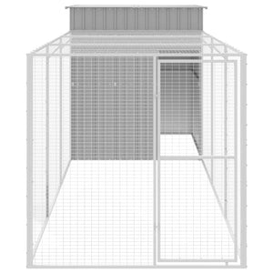 vidaXL Chicken Coop with Run Light Gray 165x455x181 cm Galvanized Steel