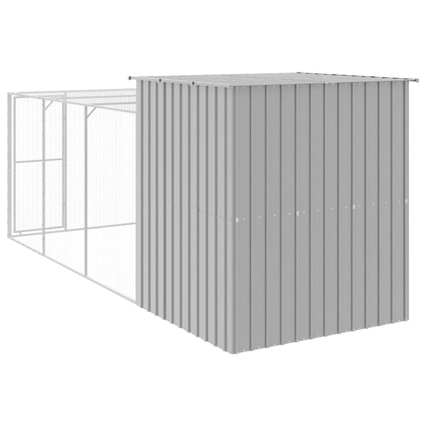 vidaXL Chicken Coop with Run Light Gray 165x455x181 cm Galvanized Steel