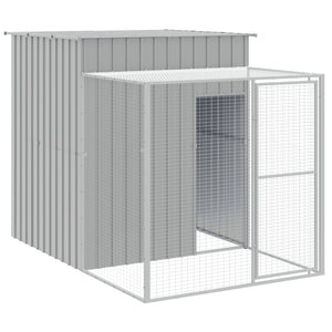 vidaXL Chicken Coop with Run Light Gray 165x455x181 cm Galvanized Steel