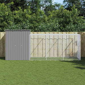 vidaXL Chicken Coop with Run Light Gray 165x455x181 cm Galvanized Steel