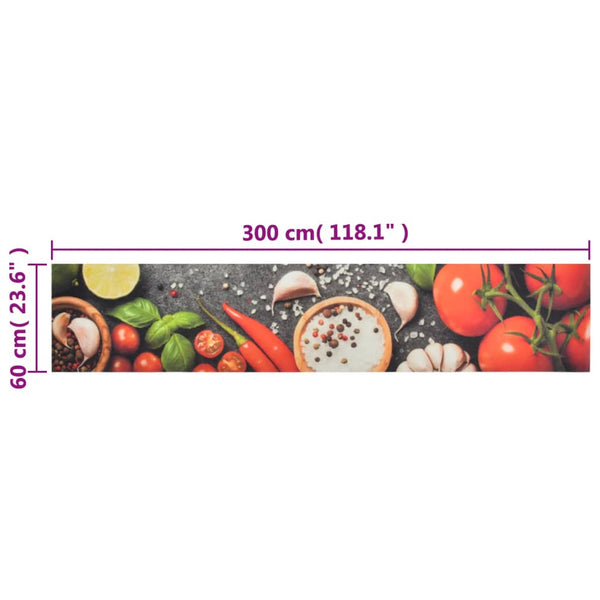 vidaXL Kitchen Runner Washable Vegetables 60x300 cm Velvet