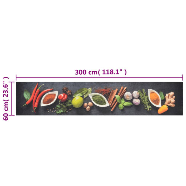 vidaXL Kitchen Carpet Washable Spices 60x300 cm Velvet