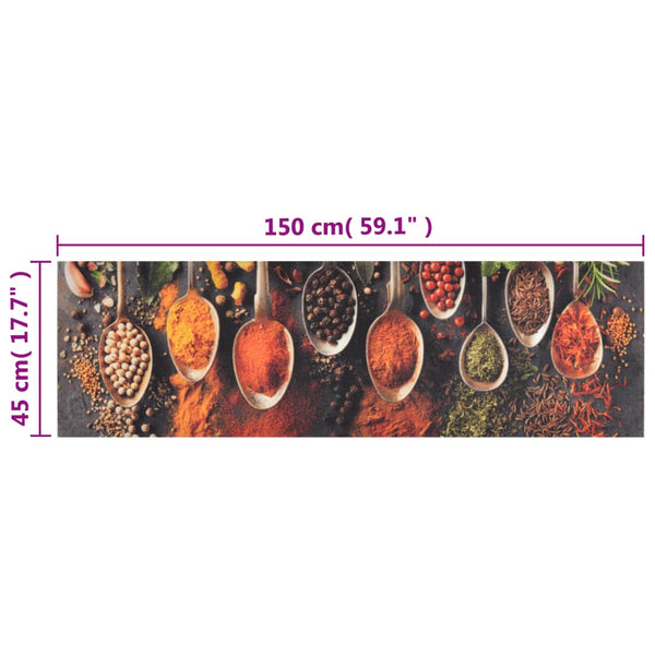 vidaXL Washable Kitchen Runner Spoons & Spices 45x150 cm Velvet