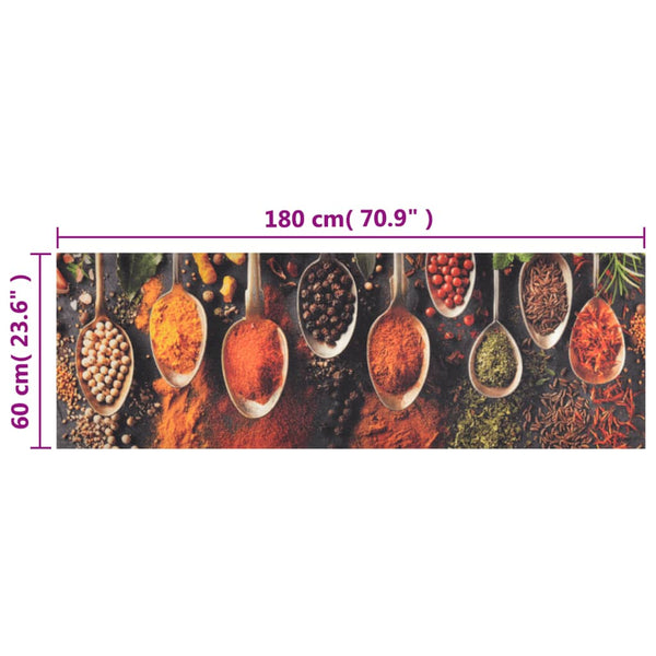 vidaXL Kitchen Runner Washable Spoons & Spices 60x180 cm Velvet