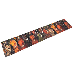 vidaXL Kitchen Runner Washable Spoons & Spices 60x300 cm Velvet