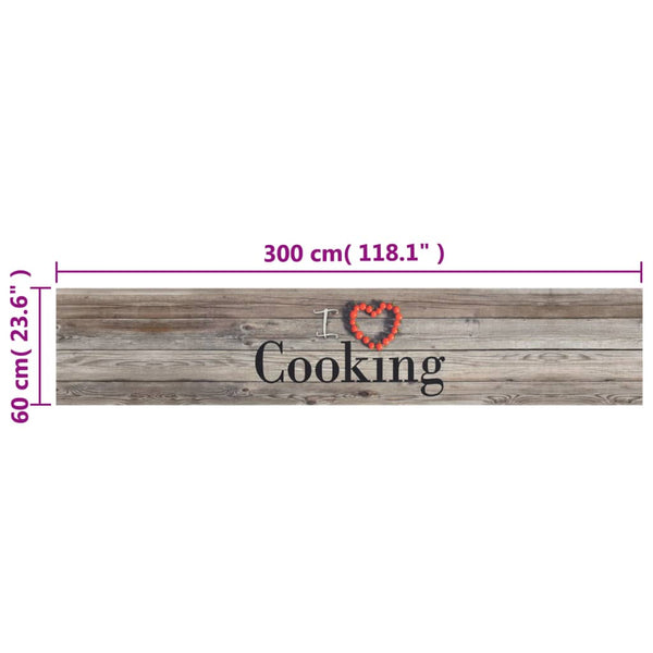 vidaXL Washable Kitchen Runner Cooking Grey 60x300 cm Velvet