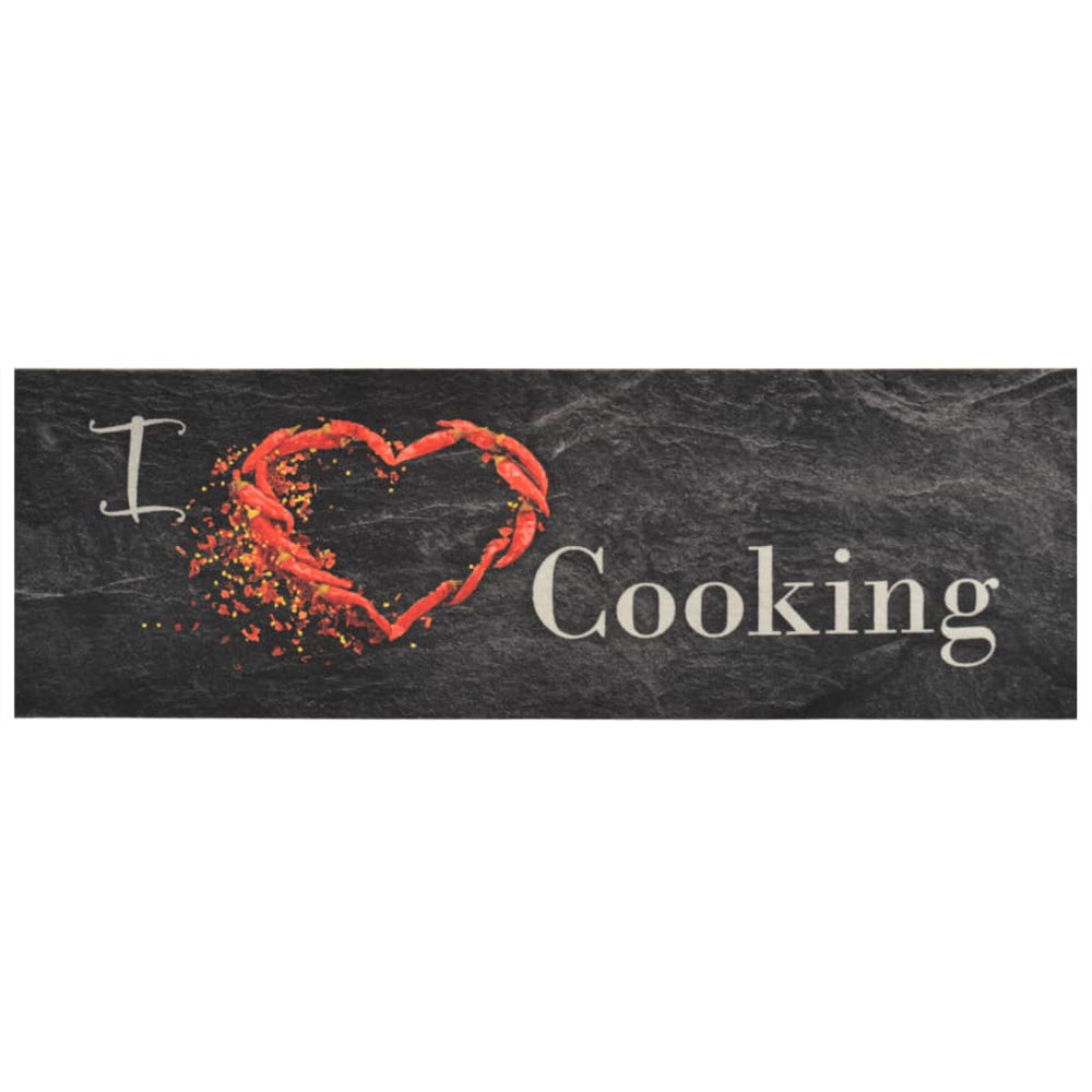 vidaXL Washable Kitchen Runner Cooking Black 60x180 cm Velvet