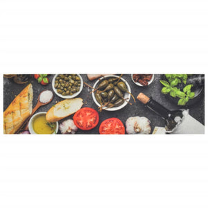 vidaXL Washable Kitchen Runner Wine & Food 45x150 cm Velvet