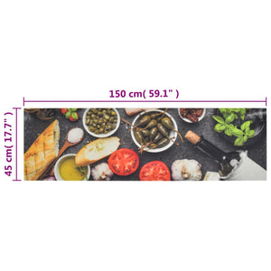 vidaXL Washable Kitchen Runner Wine & Food 45x150 cm Velvet