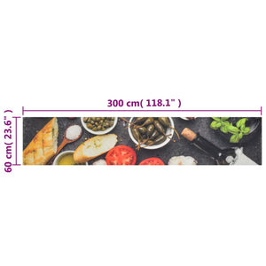 vidaXL Washable Kitchen Runner Wine & Food 60x300 cm Velvet